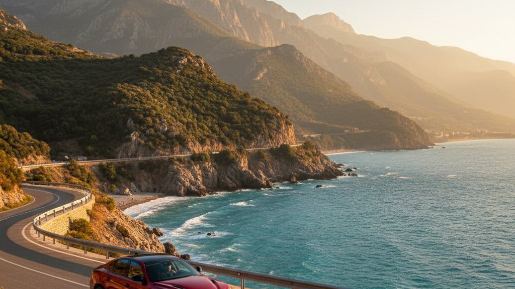 Alfa Romeo Mietwagen in Albanien auf Kustenstrasse