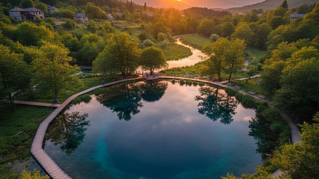 Blue Eye spring in Albania with crystal clear turquoise water