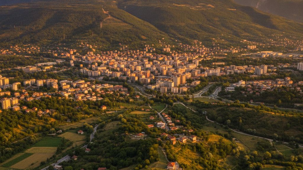 Torre del Reloj historica de Tirana con mezquita Ethem Bey