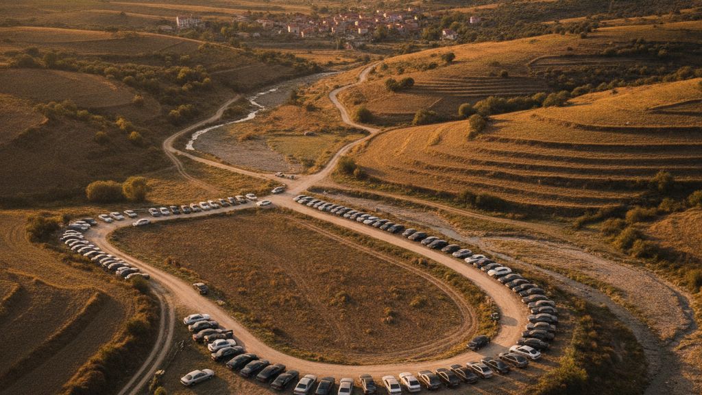 Mercedes-Benz anciennes et recentes sur route albanaise illustrant la continuite de la preference pour la marque
