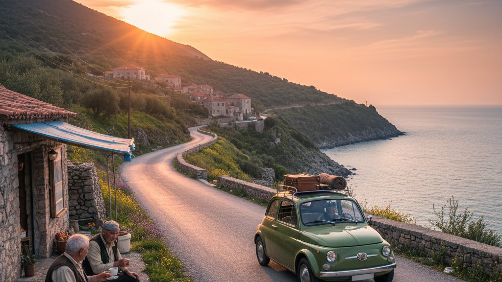 Traditional Albanian taverna with local dishes during quiet shoulder season