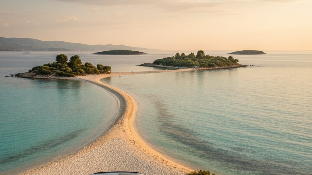 Ksamil Ionische Kuste mit turkisfarbenem Wasser und vorgelagerten Inseln