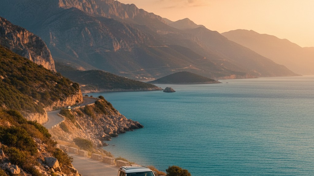 Land Rover rental vehicle on mountain road in Albania