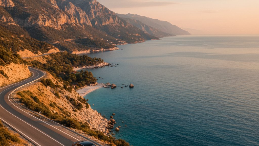 Mercedes-Benz noleggio auto in Albania sulla strada costiera