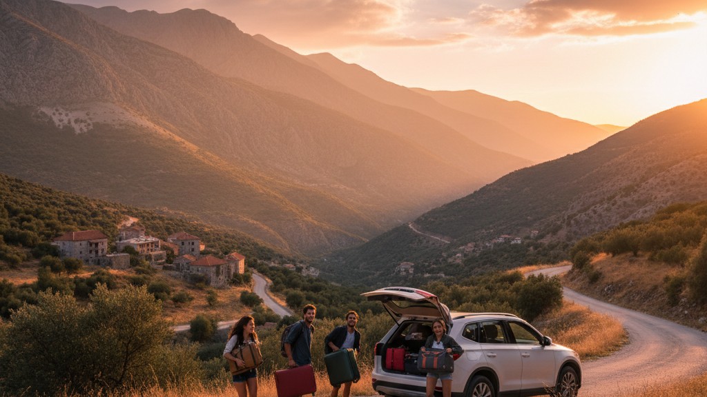 Happy customers picking up rental cars at Tirana Airport and exploring Albanian coastal roads